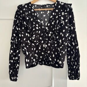 Bardot Black and White Ruffle Blouse